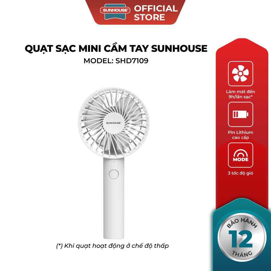 Quạt sạc mini cầm tay Sunhouse SHD7109