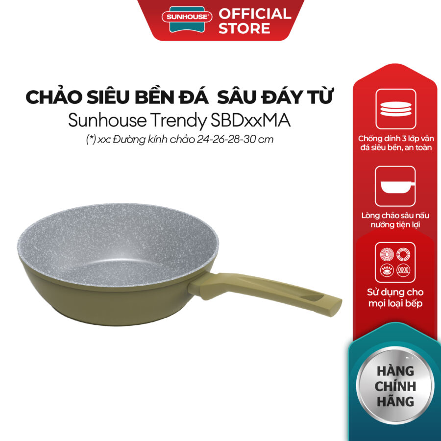 Chảo siêu bền đá sâu đáy từ Sunhouse Trendy SBD24MA
