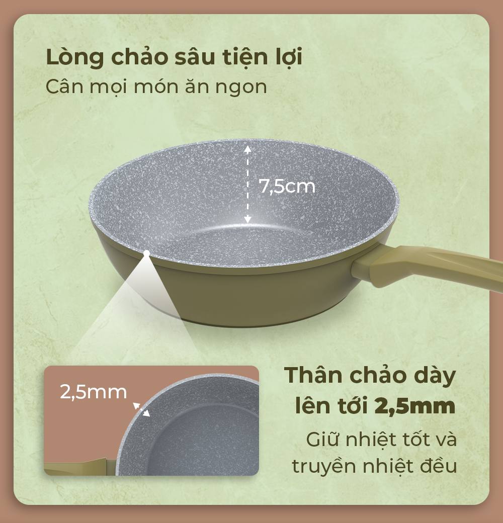 Chảo siêu bền đá sâu đáy từ Sunhouse Trendy SBD24MA - Ảnh 3