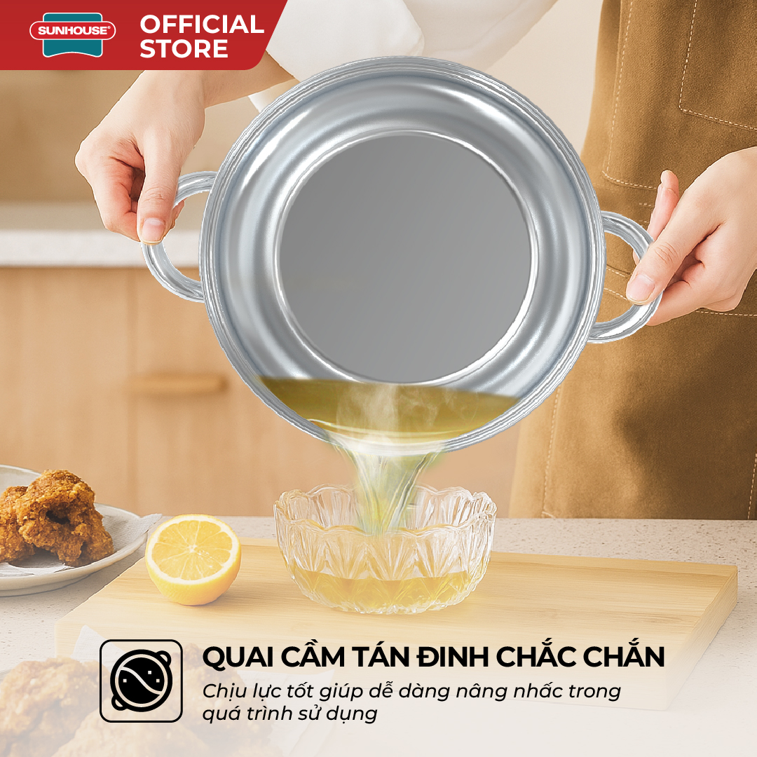 Bộ nồi inox 3 đáy Sunhouse Eco SHG334E - Ảnh 9