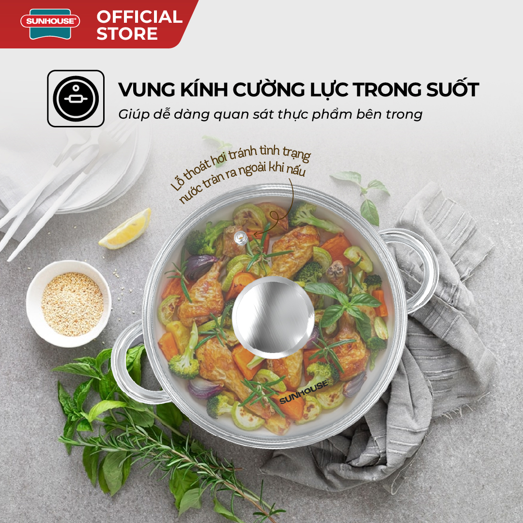 Bộ nồi inox 3 đáy Sunhouse Eco SHG334E - Ảnh 10