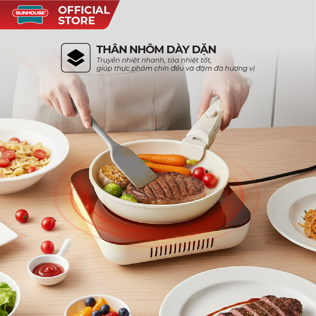 Bộ nồi chảo cán rời chống dính 3 món Sunhouse Trendy SHG509M - Ảnh 4