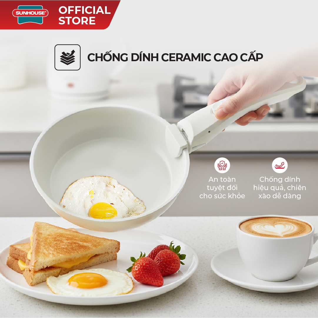 Bộ nồi chảo cán rời chống dính 3 món Sunhouse Trendy SHG509M - Ảnh 5