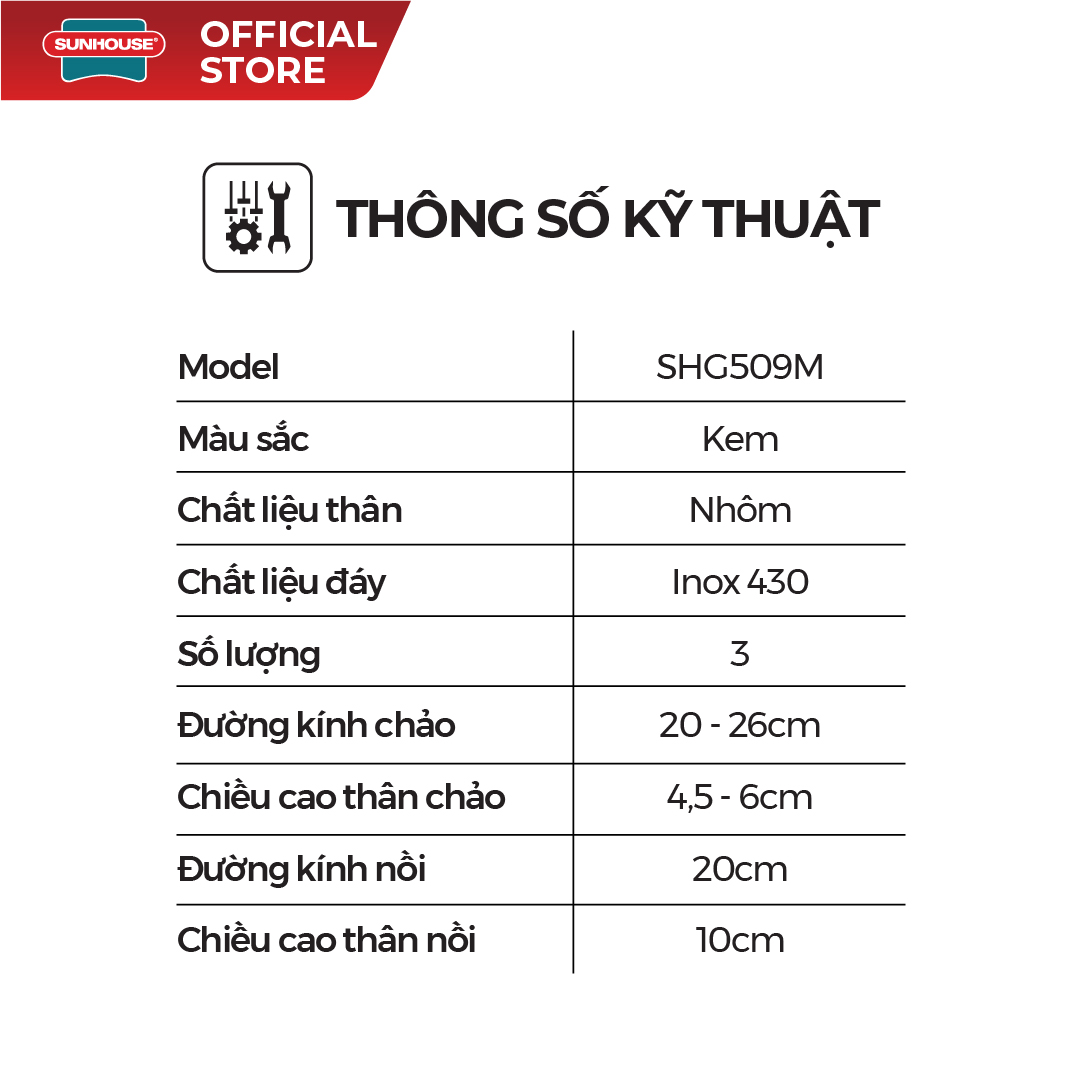 Bộ nồi chảo cán rời chống dính 3 món Sunhouse Trendy SHG509M - Ảnh 8
