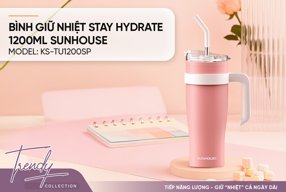 Bình giữ nhiệt Stay Hydrate 1200ml Sunhouse KS-TU1200SP - Ảnh 8