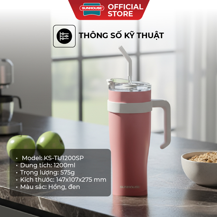 Bình giữ nhiệt Stay Hydrate 1200ml Sunhouse KS-TU1200SP - Ảnh 5
