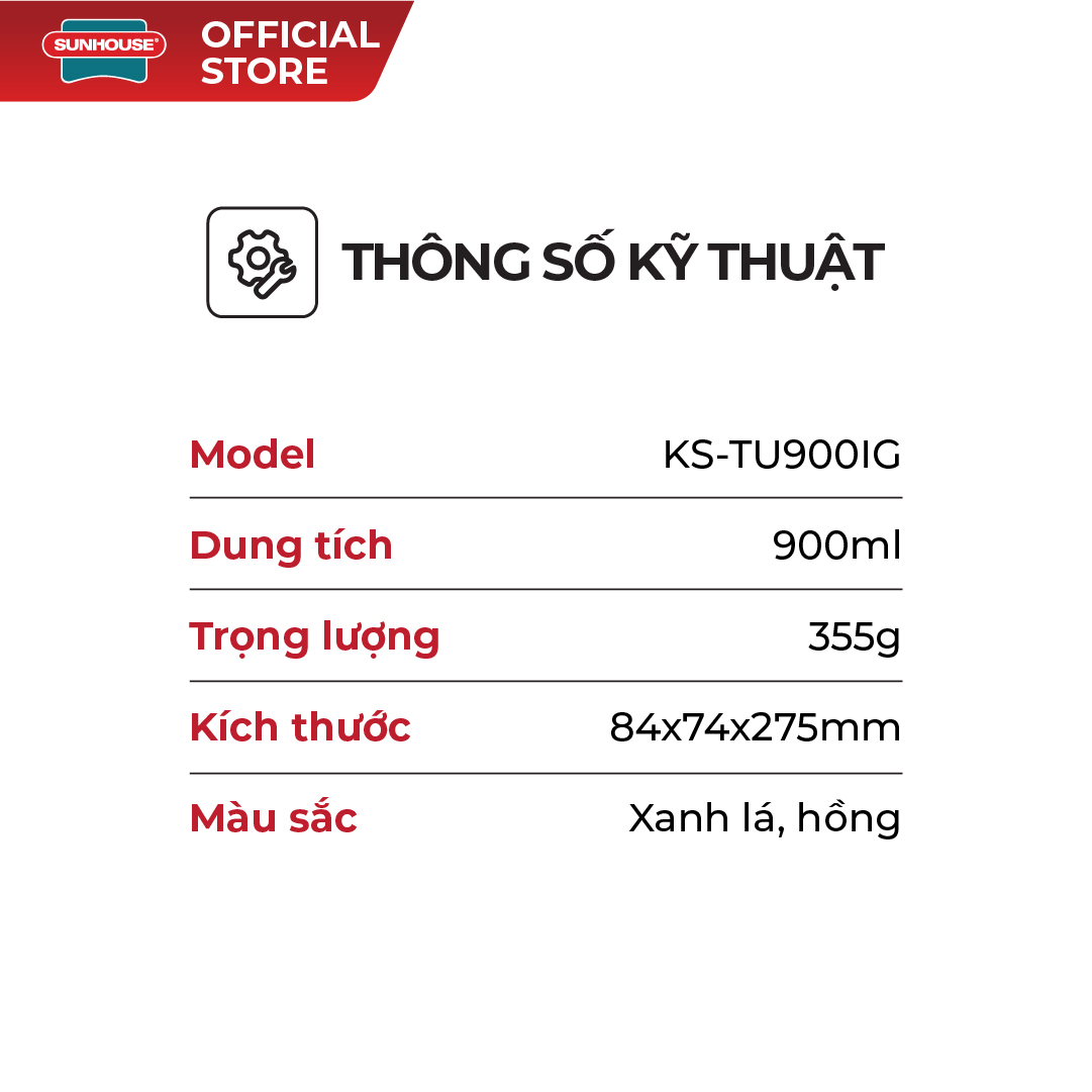 BÌnh giữ nhiệt Ignite 900ml Sunhouse KS-TU900IG - Ảnh 7