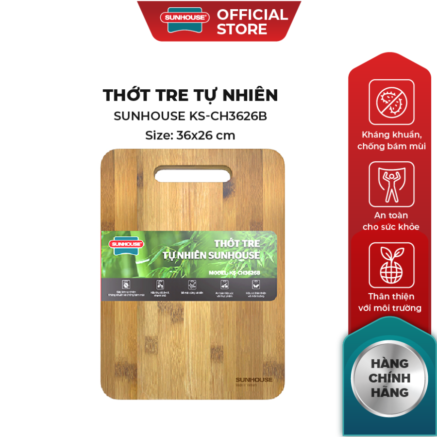 Thớt tre tự nhiên Sunhouse KS-CH3626B