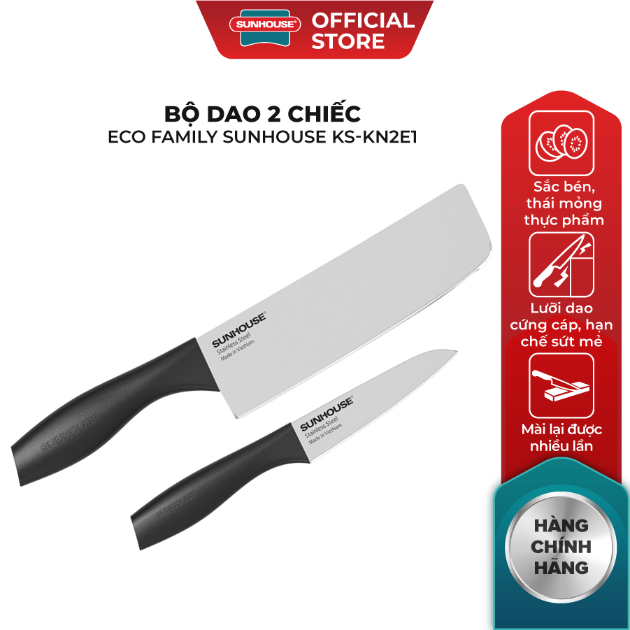 Bộ dao 2 chiếc Eco Family Sunhouse KS-KN2E1