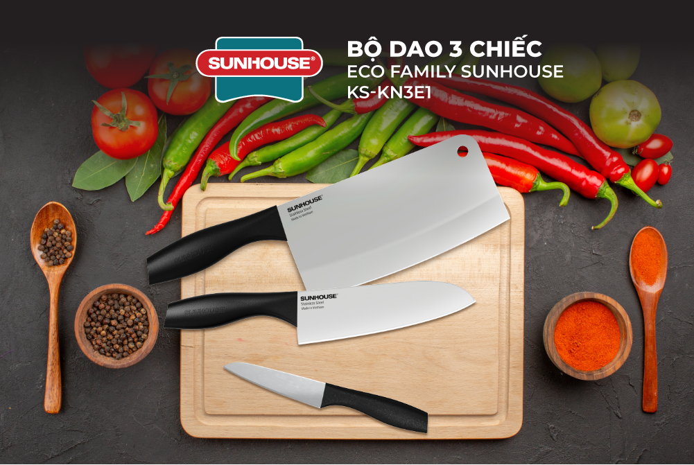 Bộ dao 3 chiếc Eco Family Sunhouse KS-KN3E1 - Ảnh 5
