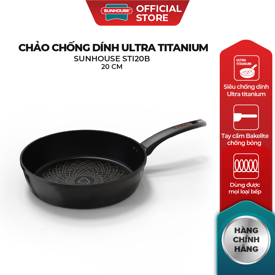 Chảo chống dính Ultra titanium Sunhouse ST20B