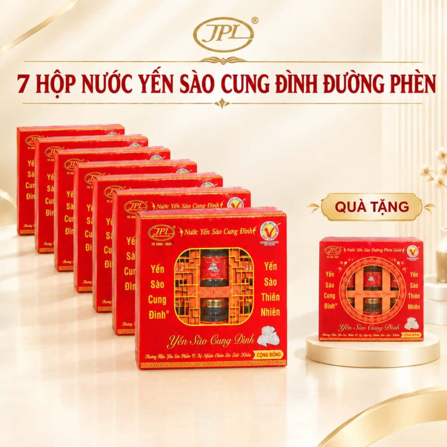 7 hộp Nước Yến Sào Cung Đình Đường Phèn 18% tặng 1 hộp Nước Yến Sào Cung Đình Gold 22%