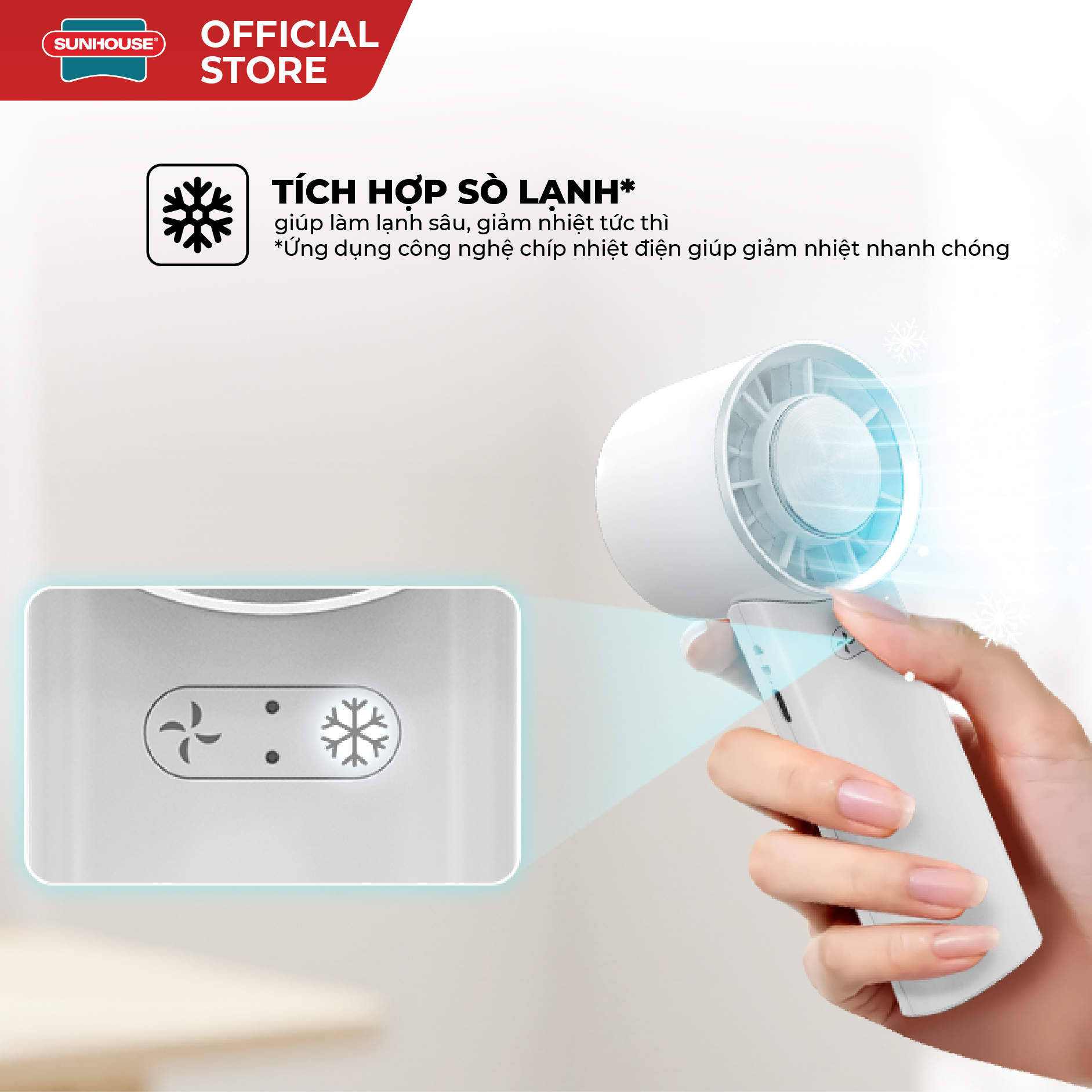 Quạt sạc mini cầm tay Sunhouse SHD7113 - Ảnh 2