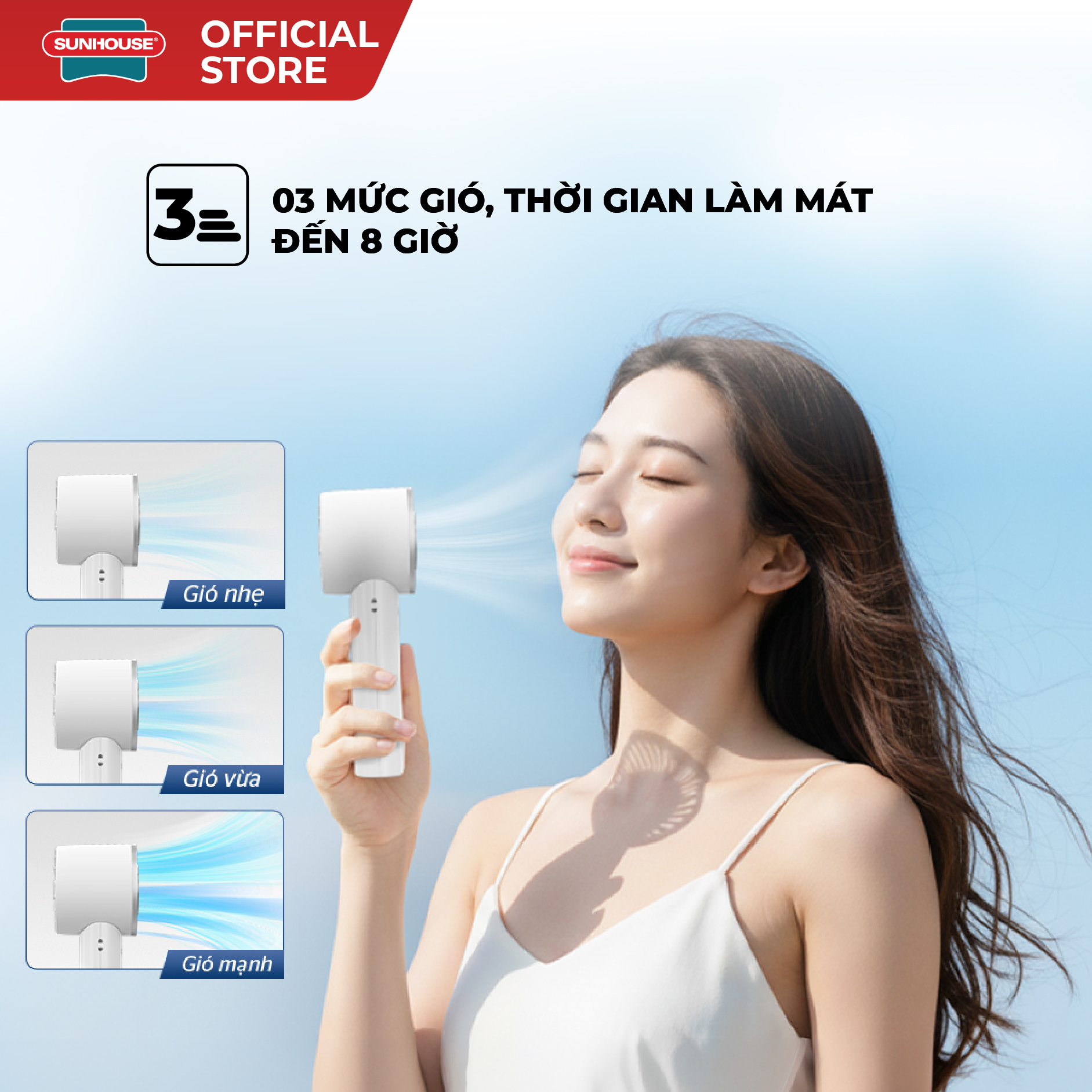 Quạt sạc mini cầm tay Sunhouse SHD7113 - Ảnh 3
