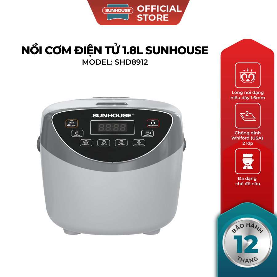Nồi cơm điện tử 1.8L Sunhouse SHD8912