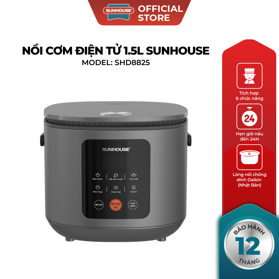 Nồi cơm điện tử 1.5L Sunhouse SHD8825